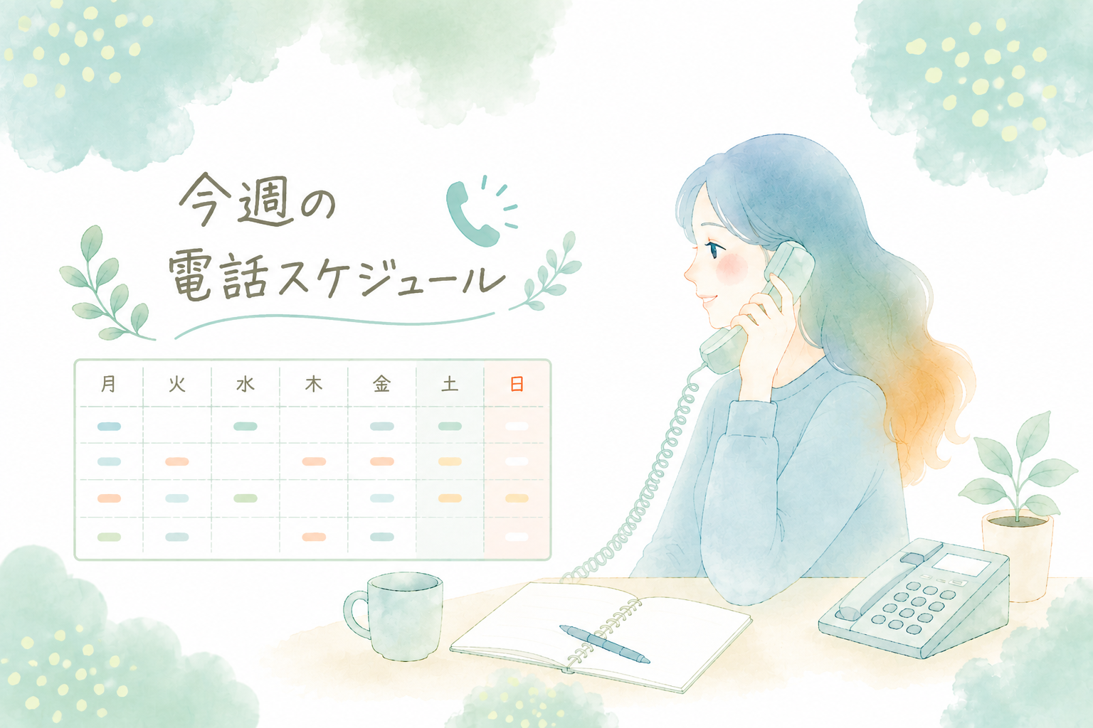 無料電話相談「やすらぎほっとライン」スケジュール(8/2～8/8)